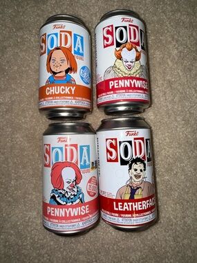 Funko Soda 4 Pack Chucky, Pennywise, Pennywise, Leather Face